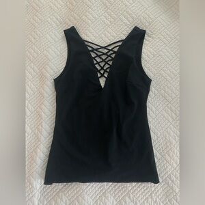 Bebe Black Crisscross Back Tank Top